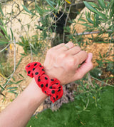Chouchou rouge à pois noirs - coton
