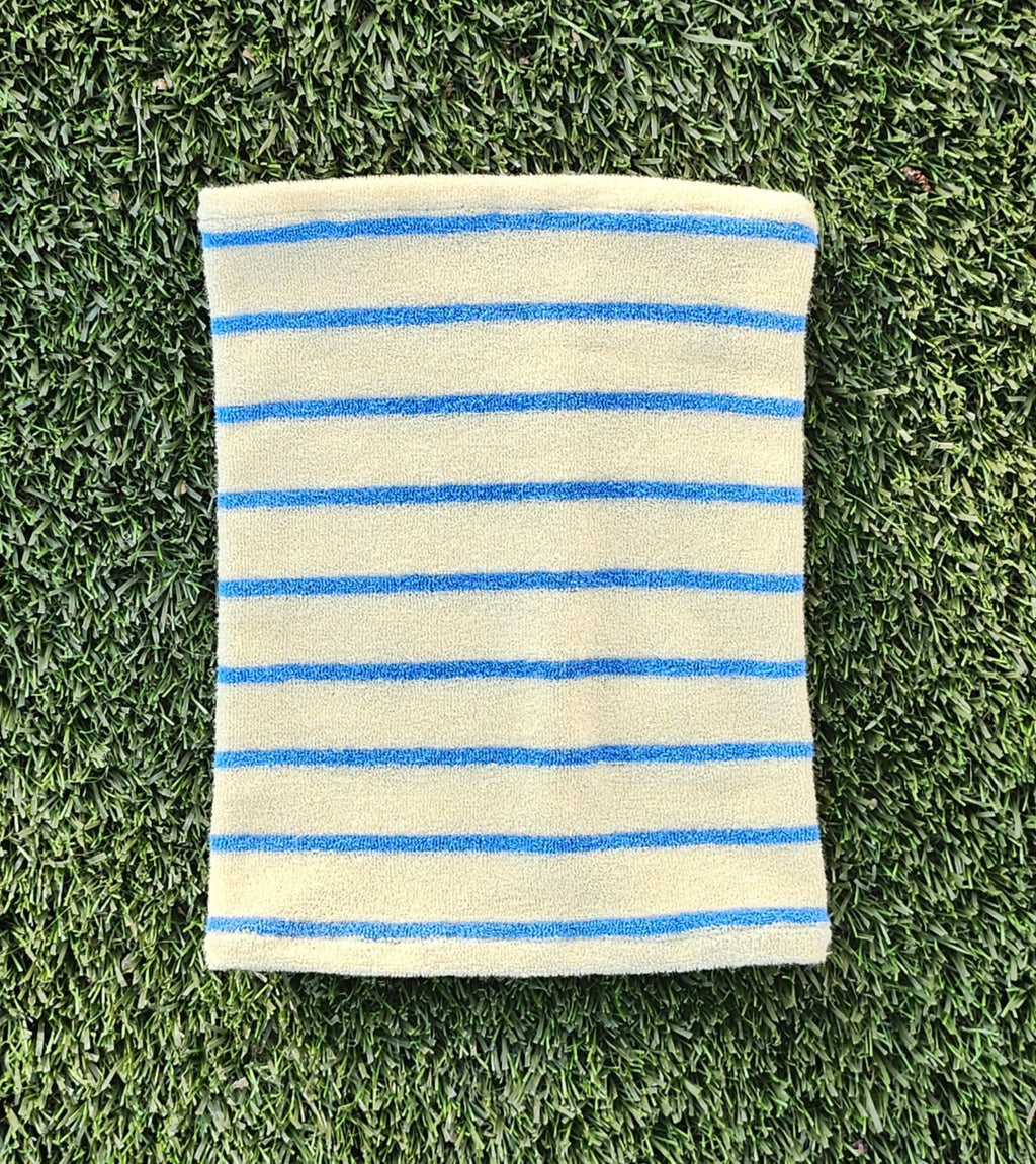 Snood grooming marinière jaune et bleu - éponge