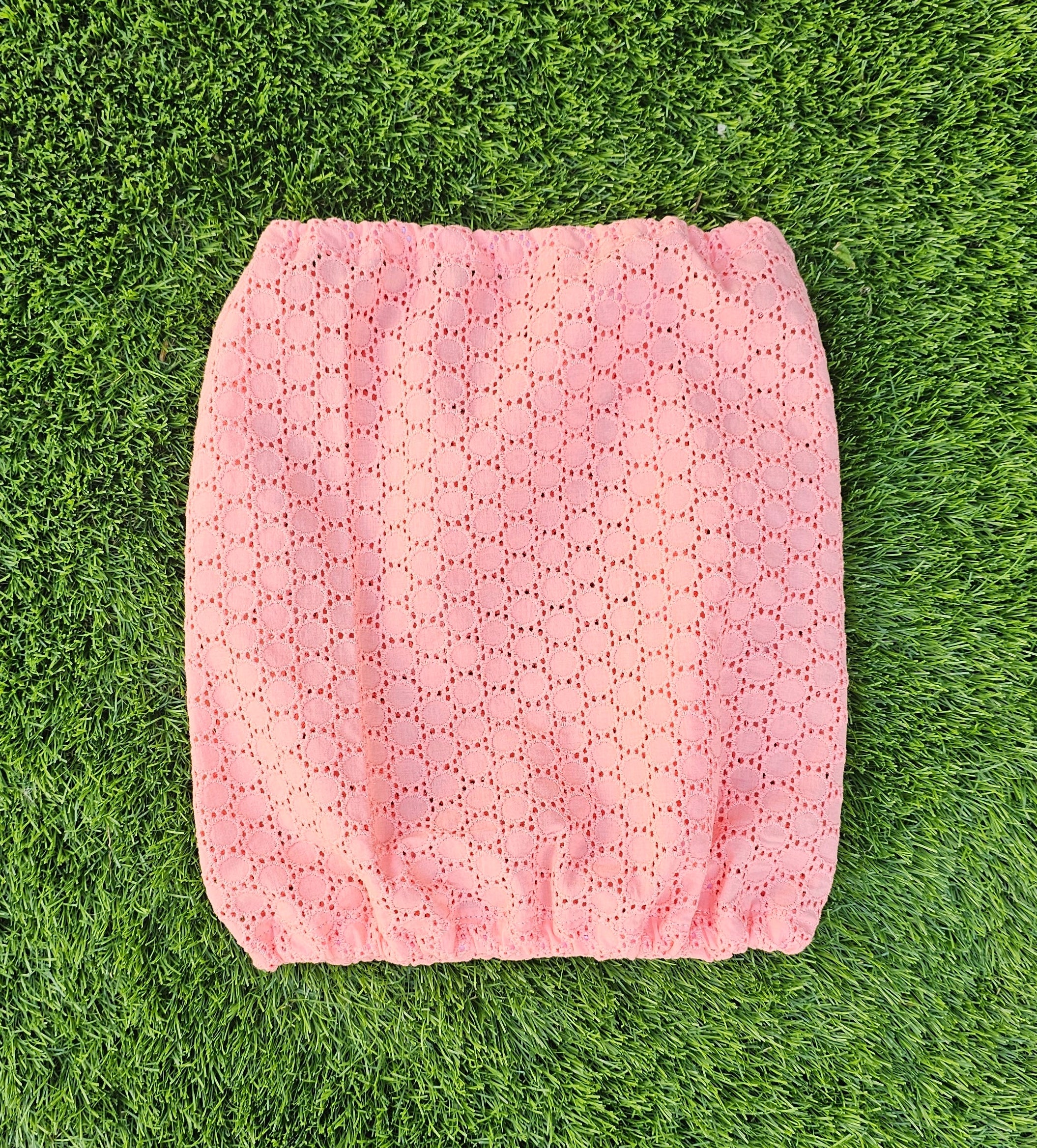 Snood broderie anglaise rose saumoné - coton