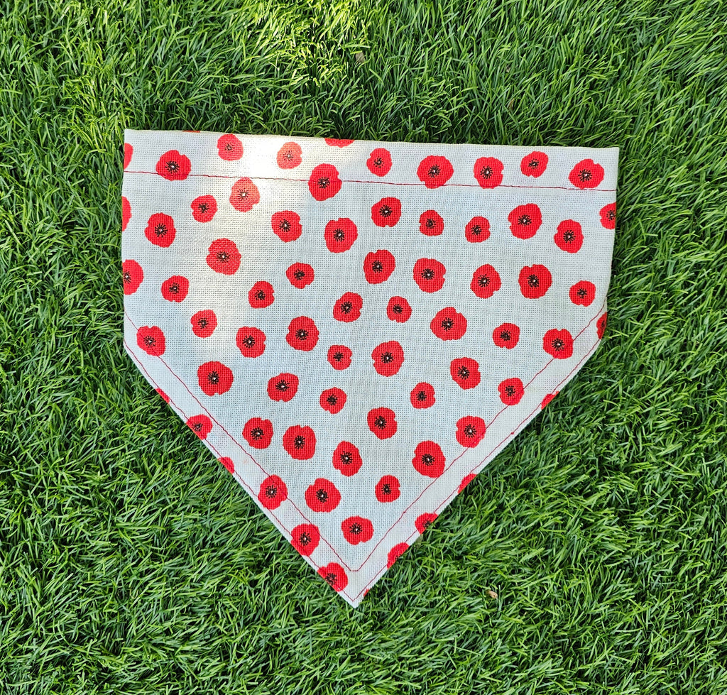 Bandana blanc avec coquelicots - toile de coton