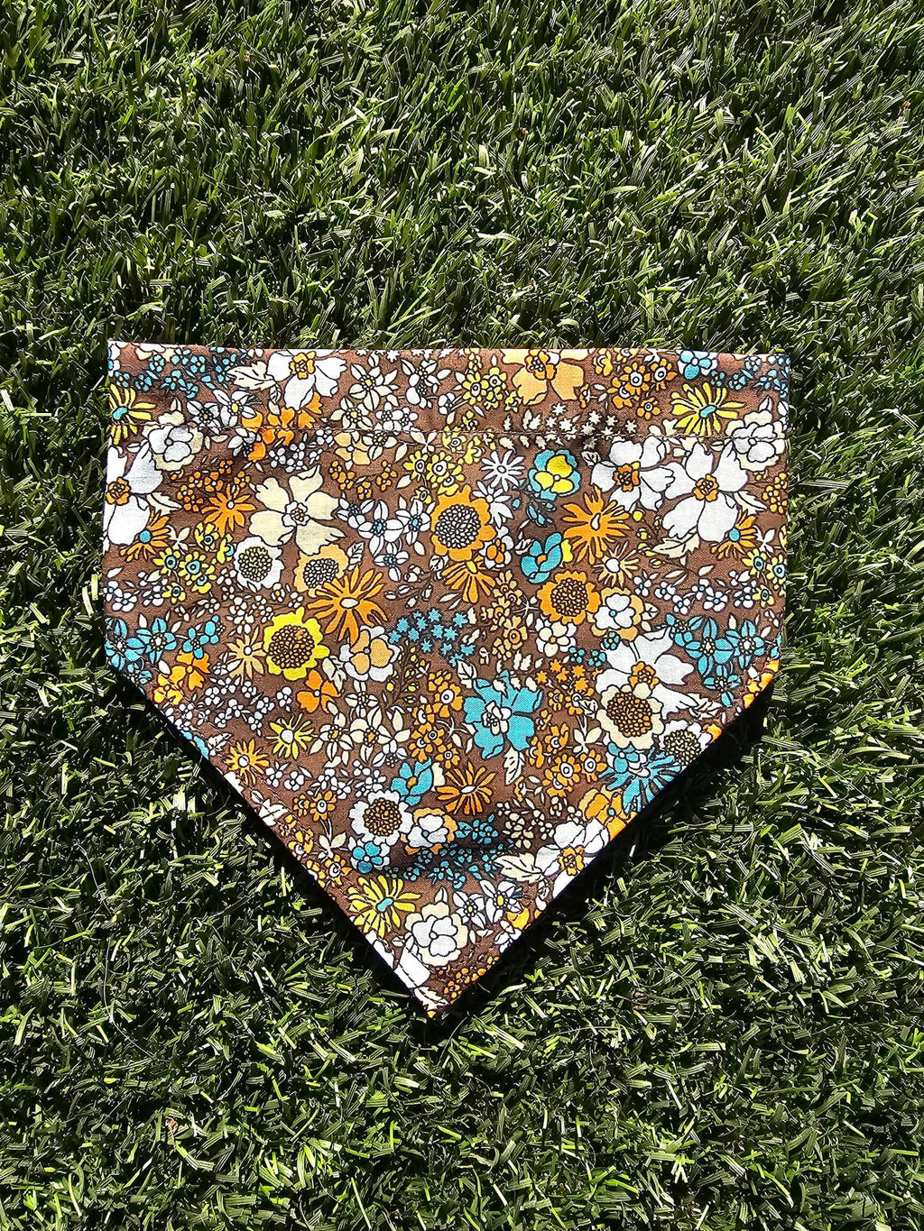 Bandana marron fleurs multicolores