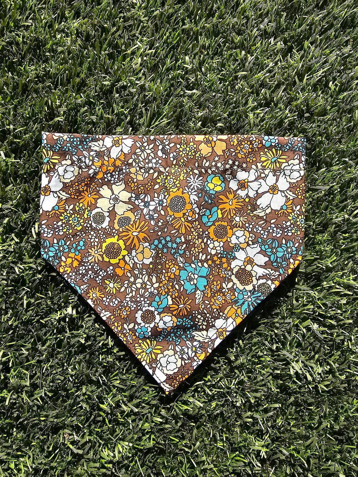 Bandana marron fleurs multicolores