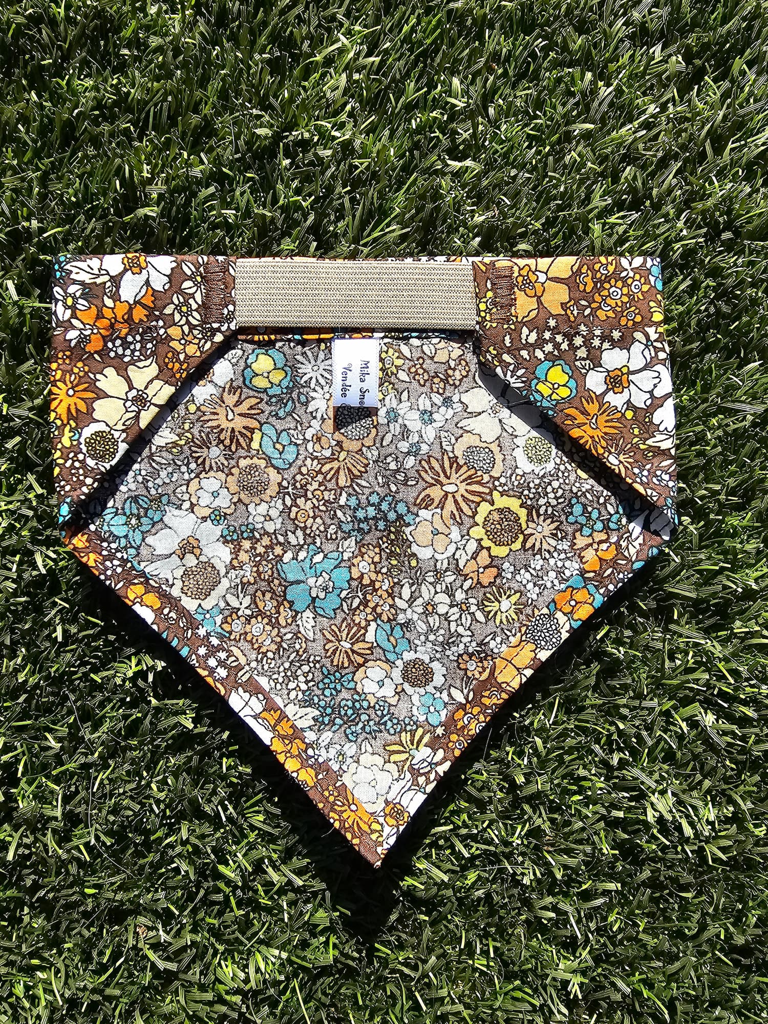Bandana marron fleurs multicolores