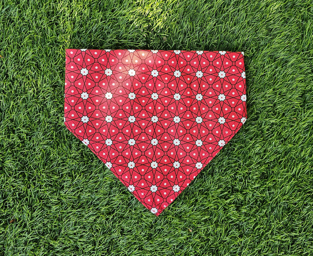 Bandana rouge avec petites fleurs - coton