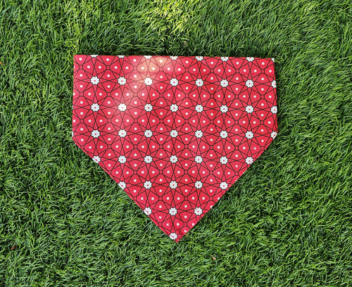 Bandana rouge avec petites fleurs - coton