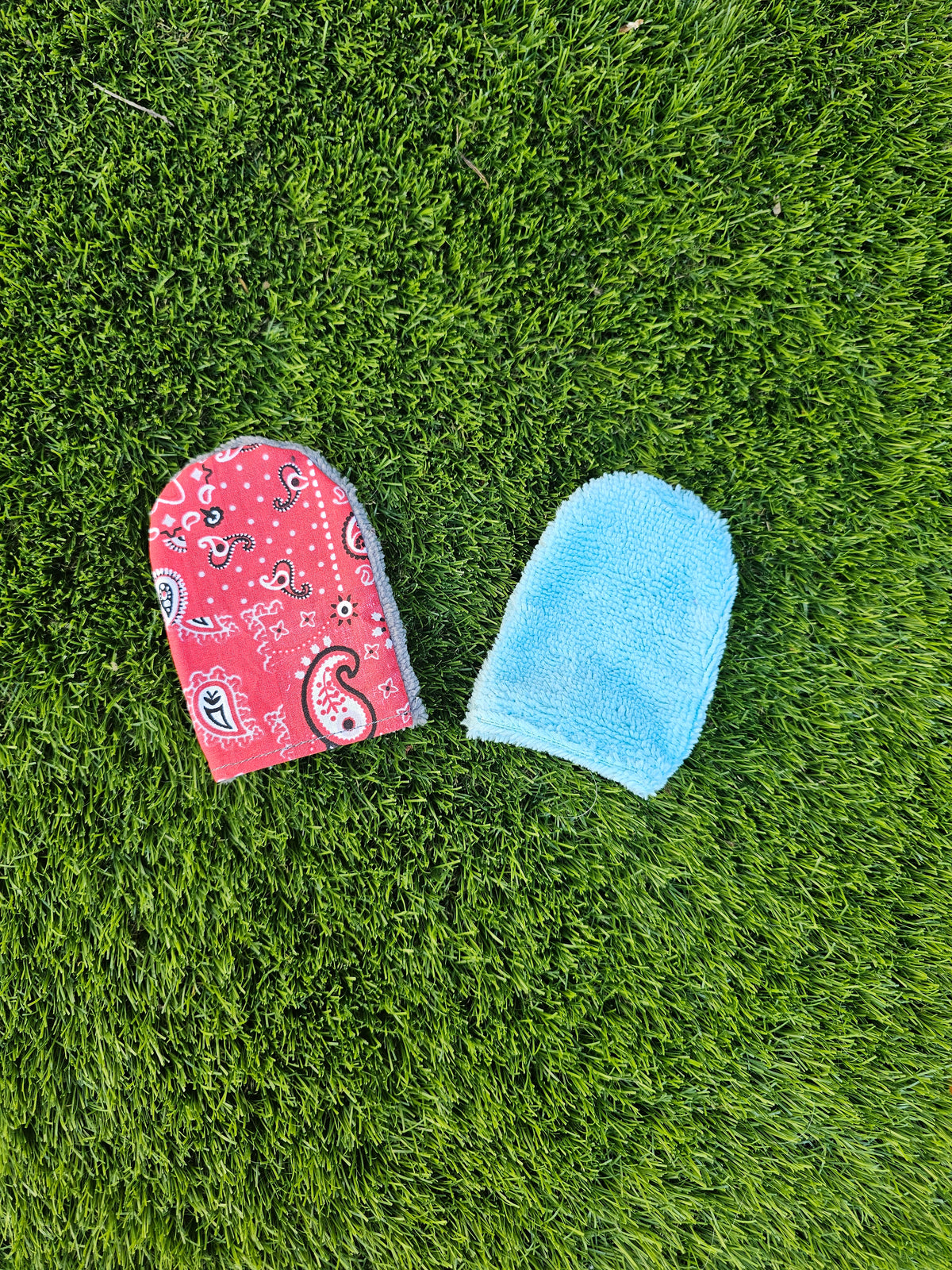 Barbouillettes bandana rouge - bleu turquoise