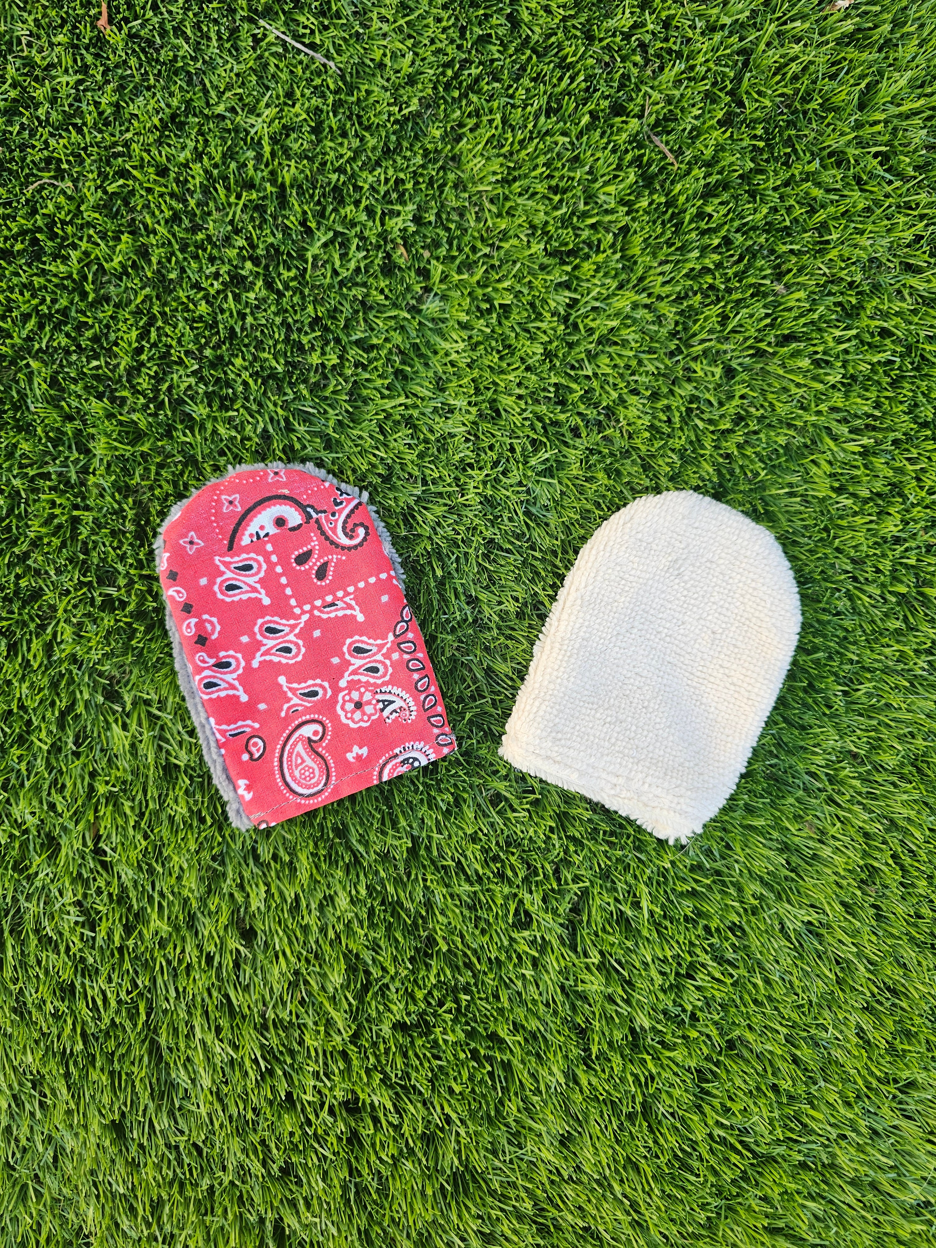 Barbouillettes bandana rouge - beige clair