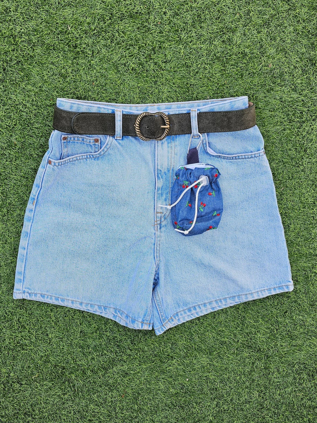 Bourse à friandises cerises chambray