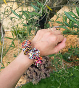 Chouchou fleuri multicolore - coton