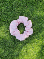 Chouchou rose à pois blancs