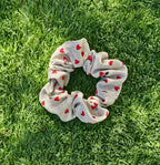 Chouchou beige coeurs rouges - toile de coton