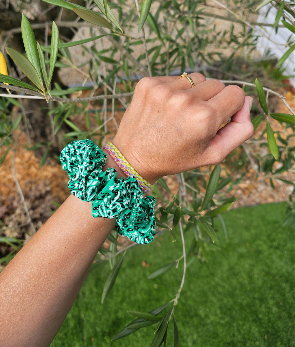 Chouchou vert bandana - coton