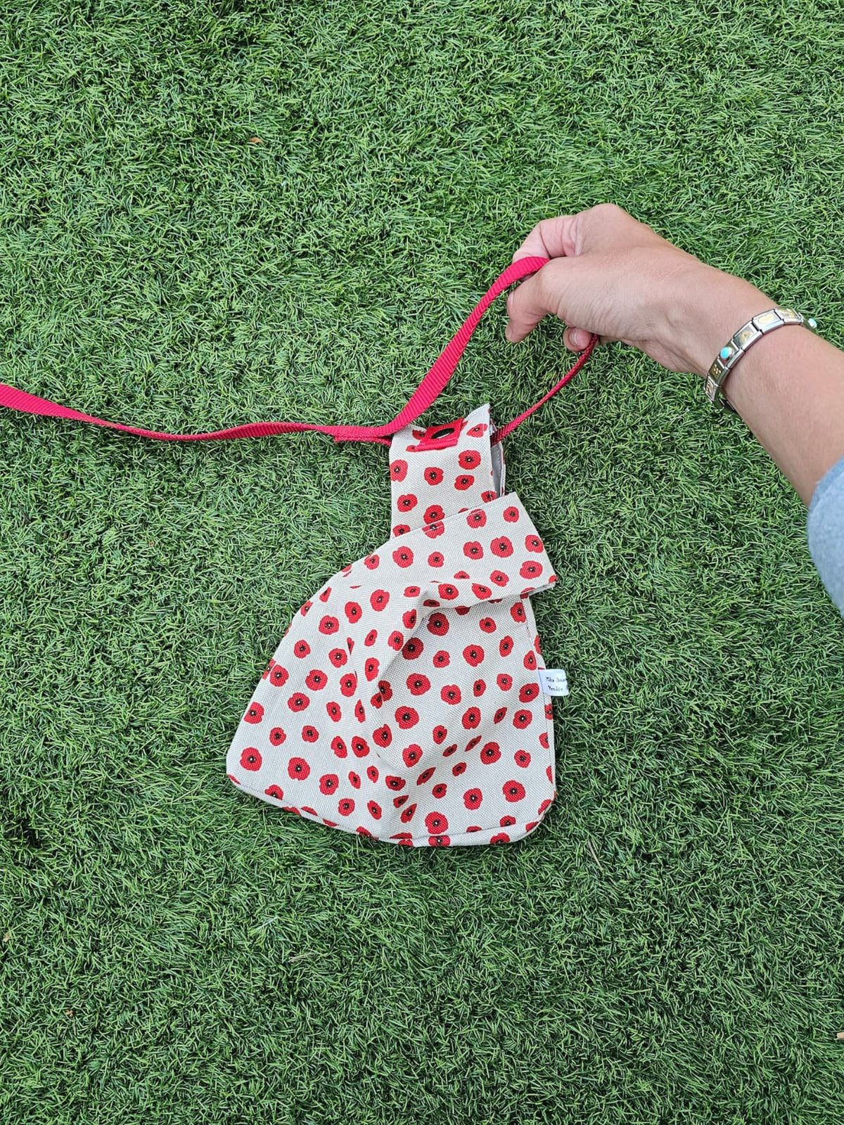 Sac à balade beige et coquelicots