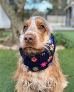 Snood-bleu marine fleuri - petit velours
