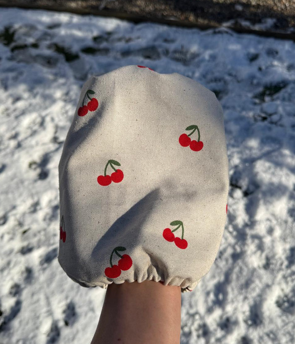 Snood beige avec cerises - toile de coton