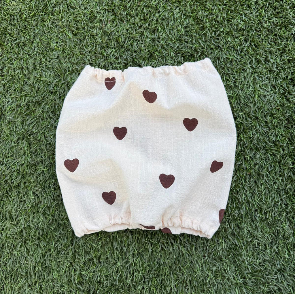 Snood beige coeurs marrons -coton léger