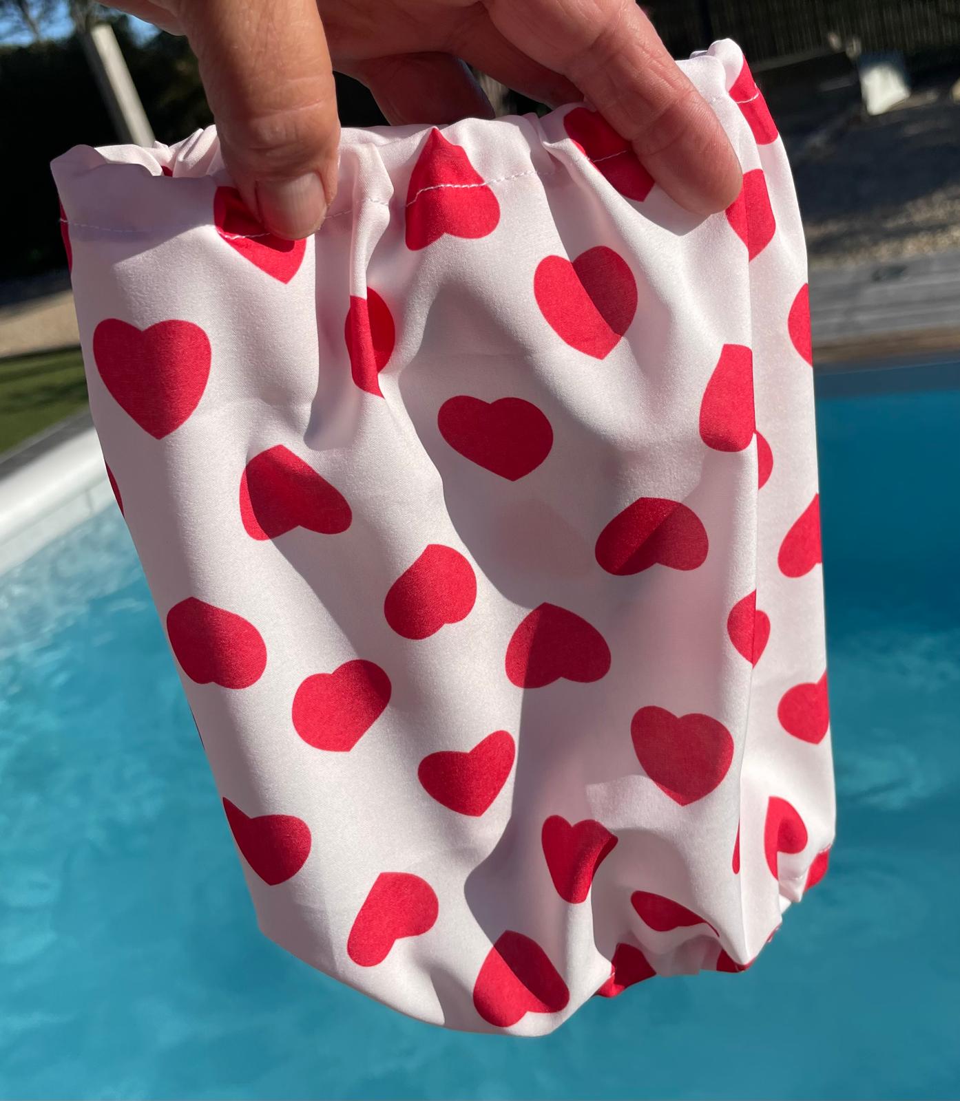 Snood blanc avec coeurs rouges - popeline