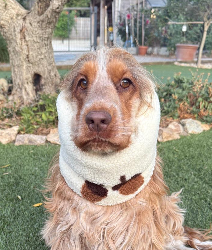 Snood écru avec glands - sherpa/teddy