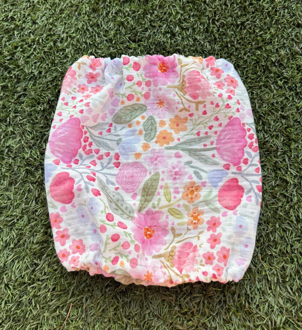 Snood fleuri rose - gaze de coton