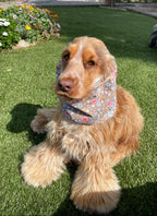 Snood fleurs roses et bleues - coton