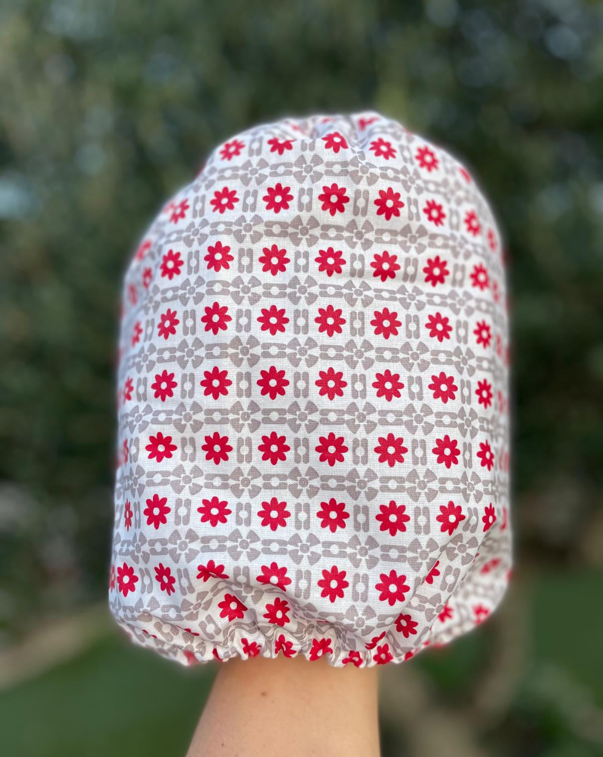 Snood fleurs rouges à carreaux - imperméable