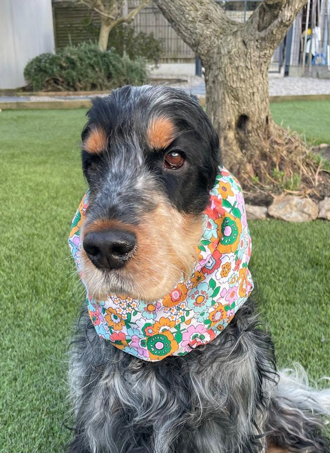 Snood grosses fleurs années 70 - coton