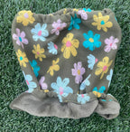 Snood kaki avec fleurs - jersey intérieur polaire