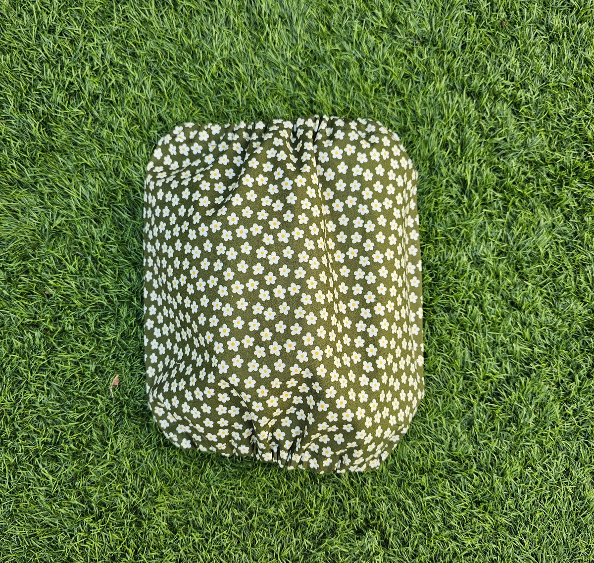Snood kaki petites fleurs blanches - coton