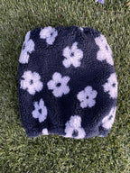 Snood noir avec fleurs blanches - sherpa/teddy