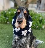 Snood noir avec fleurs blanches - sherpa/teddy