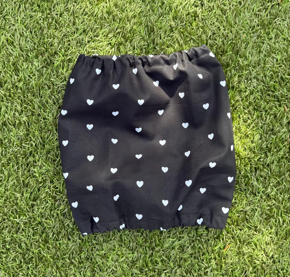 Snood noir coeurs blancs - coton