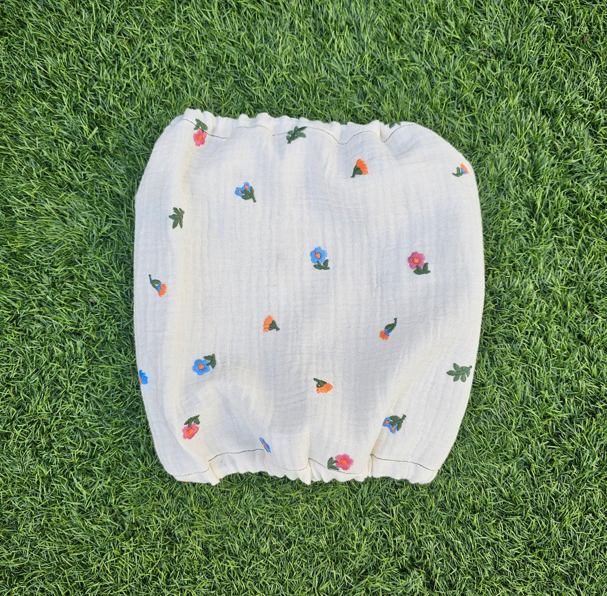 Snood petites fleurs brodées - gaze de coton