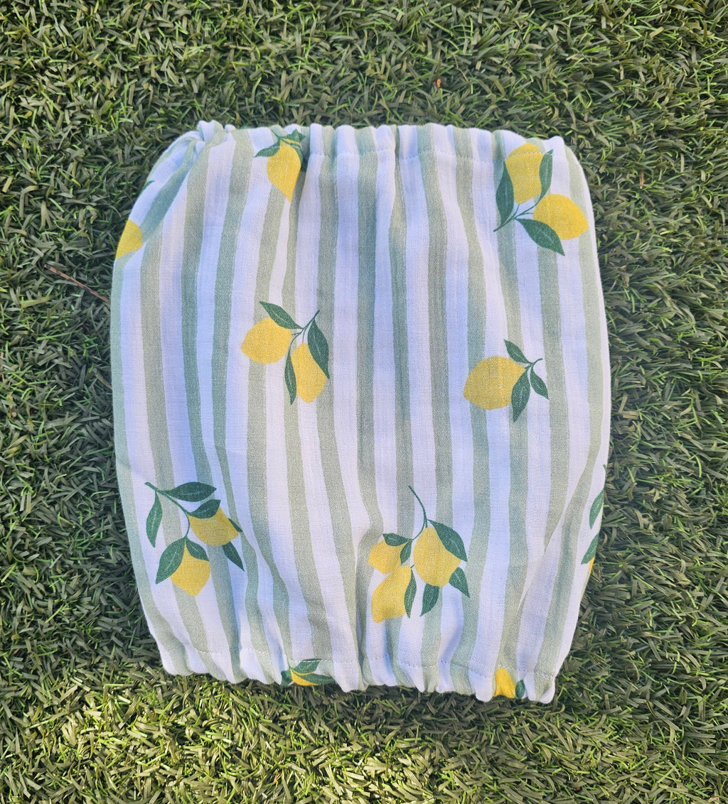 Snood rayé vert avec citrons - gaze de coton
