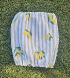 Snood rayé vert avec citrons - gaze de coton