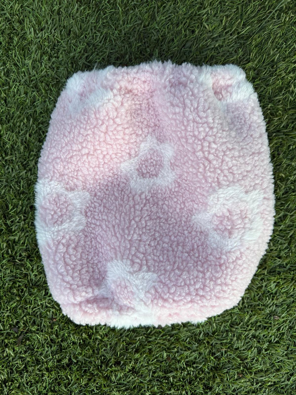 Snood rose avec fleurs blanches - sherpa/teddy