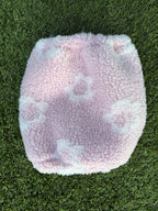 Snood rose avec fleurs blanches - sherpa/teddy