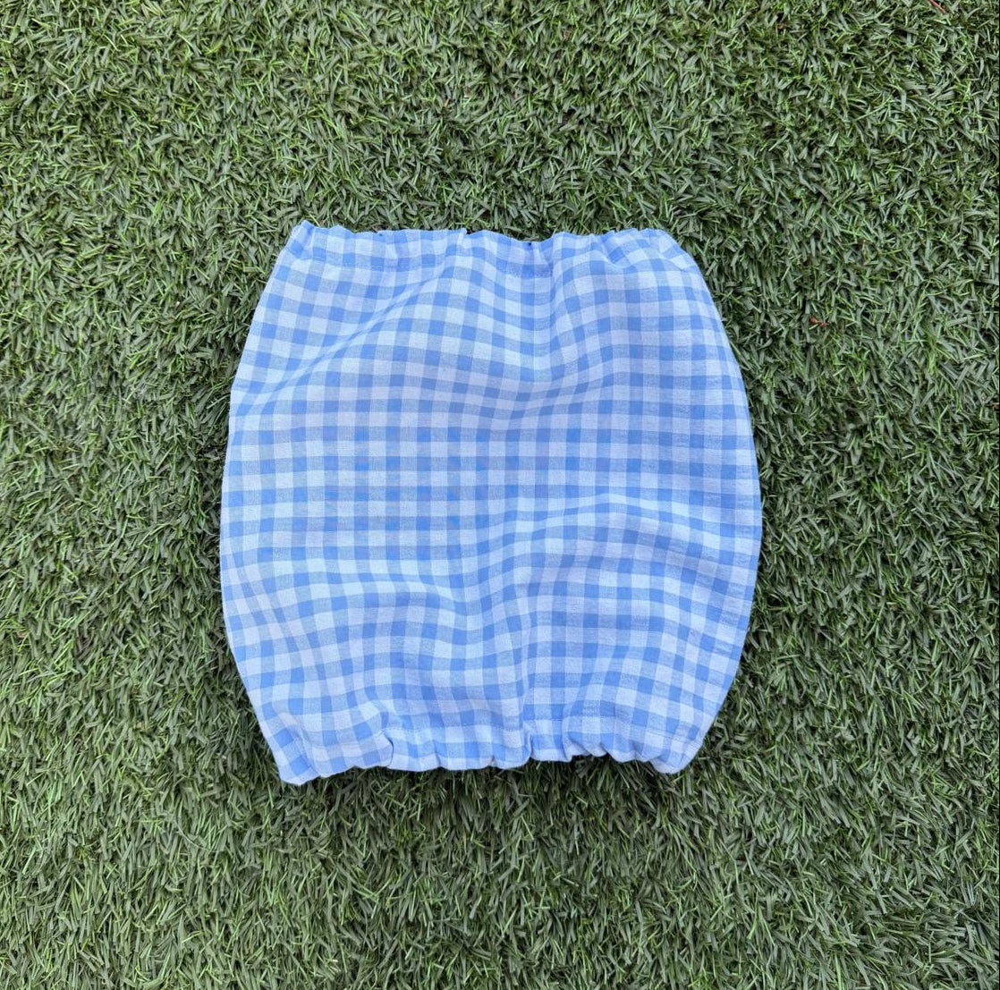 Snood vichy bleu ciel - coton seersucker